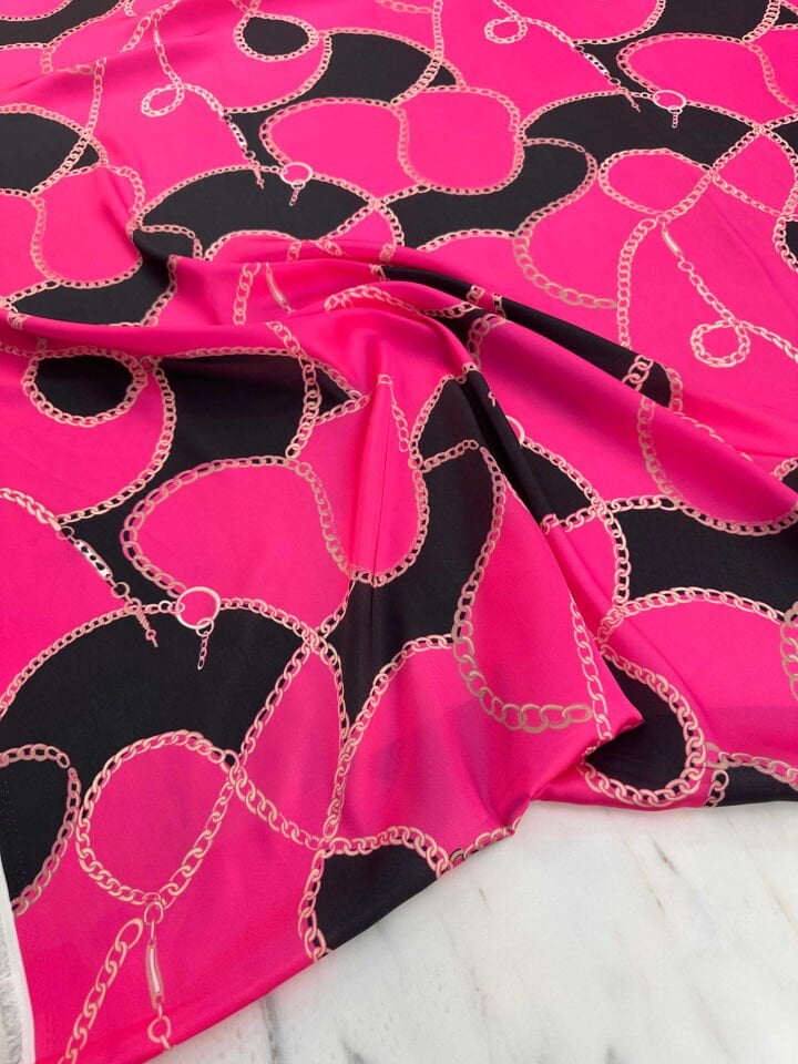 Desenli İpek Saten Kumaş Elbise Etek Gömlek Şalvar