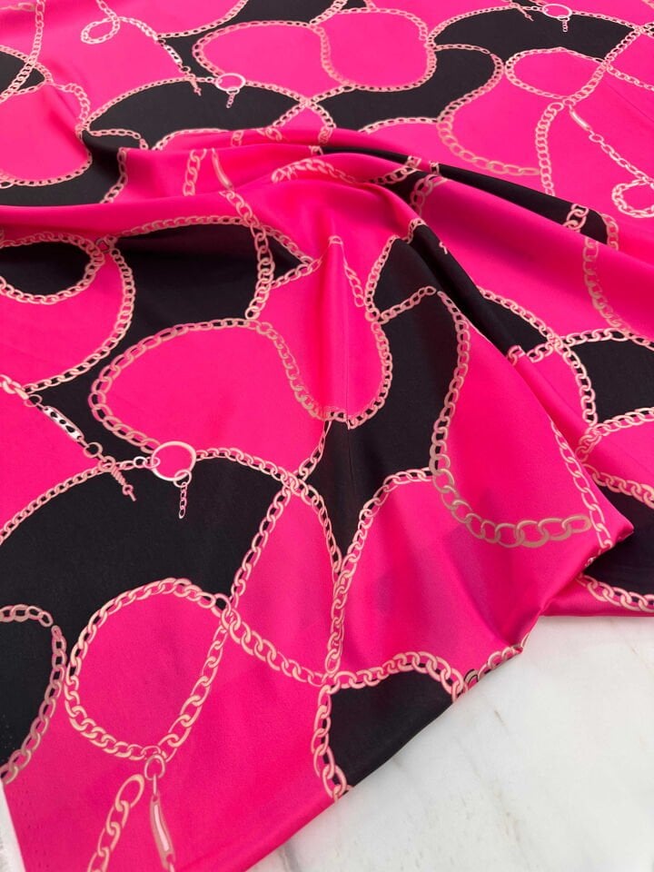 Desenli İpek Saten Kumaş Elbise Etek Gömlek Şalvar