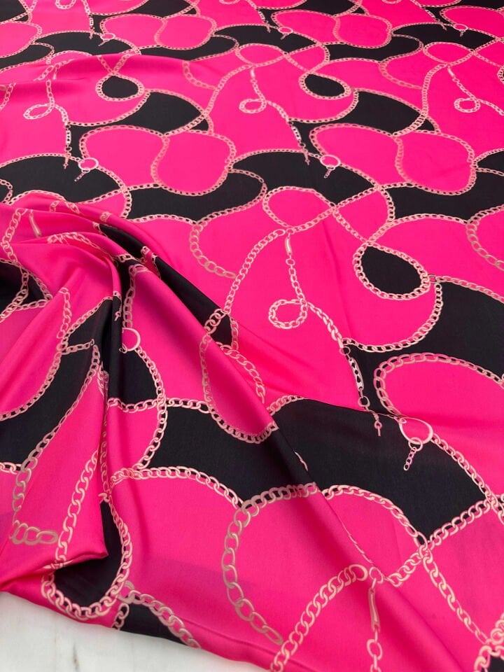 Desenli İpek Saten Kumaş Elbise Etek Gömlek Şalvar