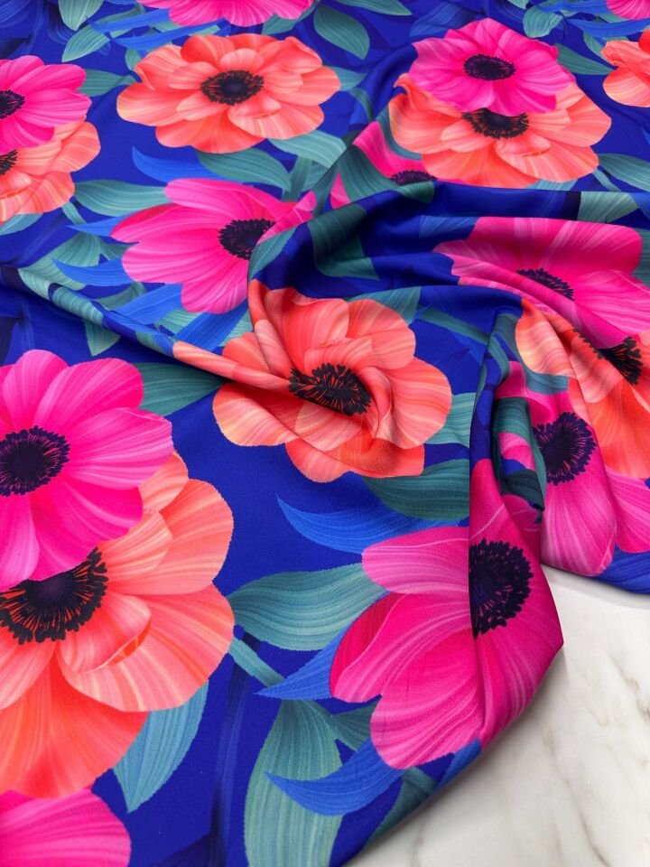 Geranium Desen Elbiselik Gömleklik Krep Kumaş