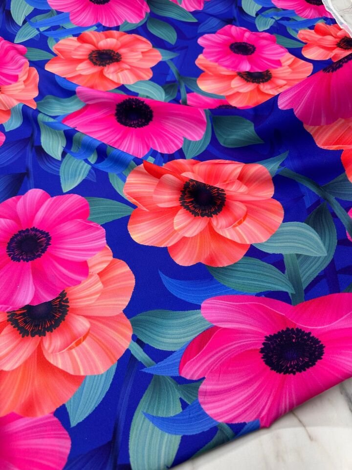 Geranium Desen Elbiselik Gömleklik Krep Kumaş