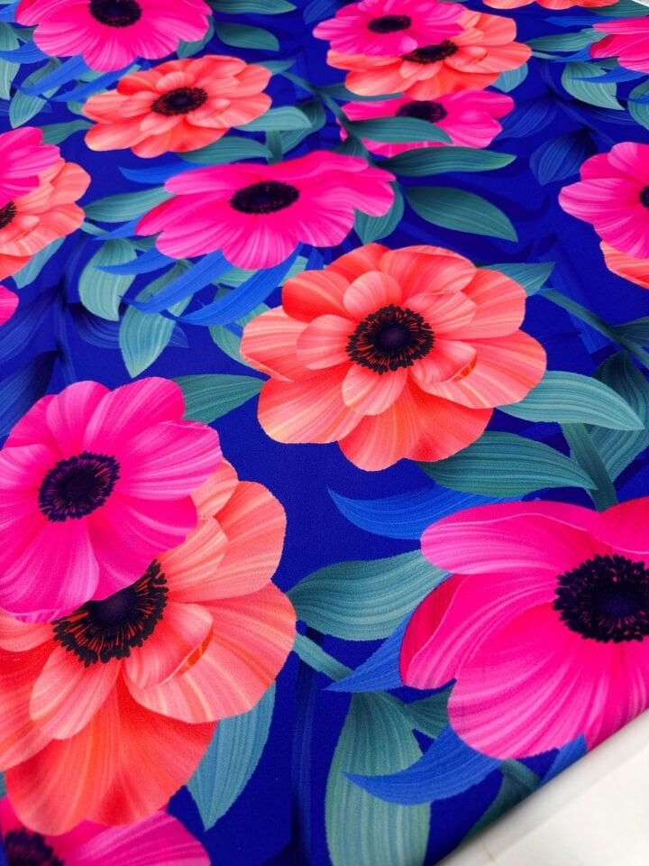 Geranium Desen Elbiselik Gömleklik Krep Kumaş