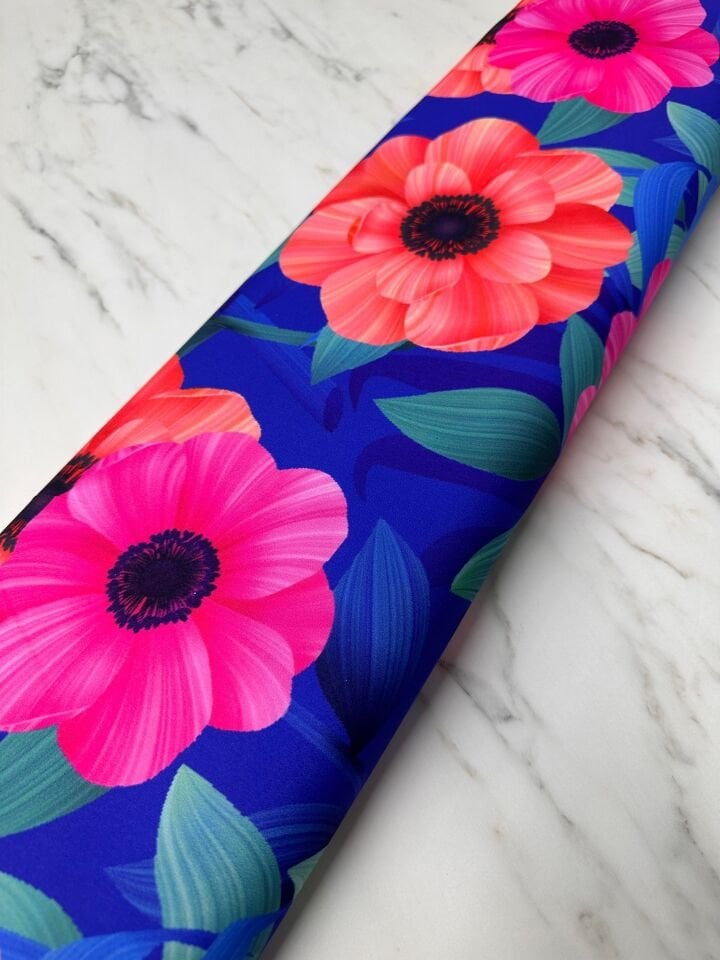 Geranium Desen Elbiselik Gömleklik Krep Kumaş