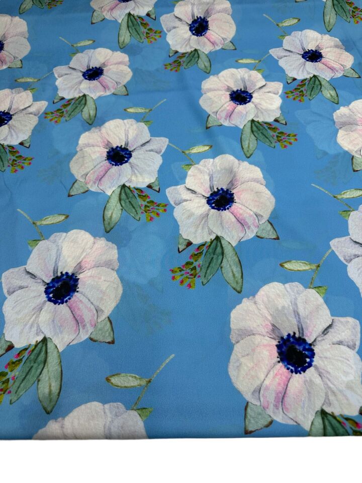 Geranium Desen Elbiselik Gömleklik Krep Kumaş