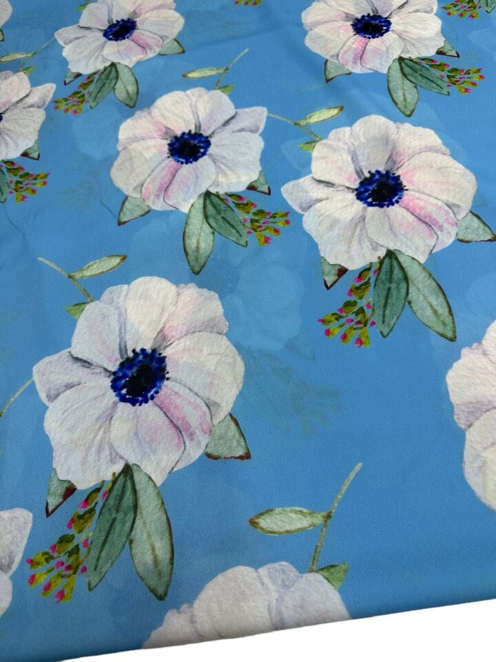 Geranium Desen Elbiselik Gömleklik Krep Kumaş