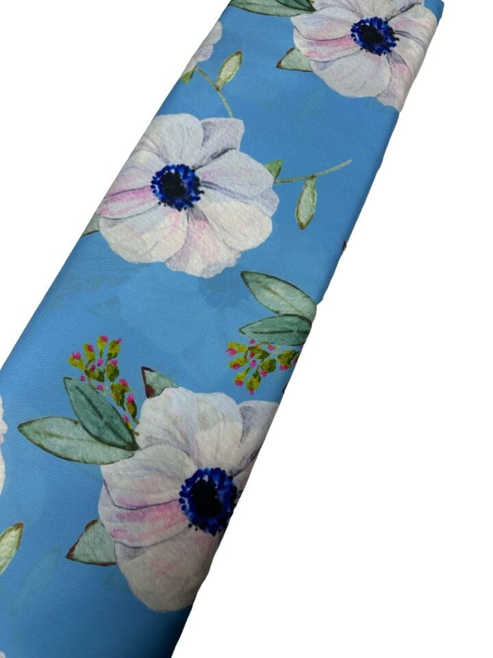 Geranium Desen Elbiselik Gömleklik Krep Kumaş