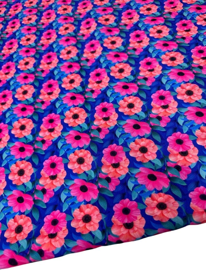 Küçük Geranium Desen Elbiselik Gömleklik Krep Kumaş