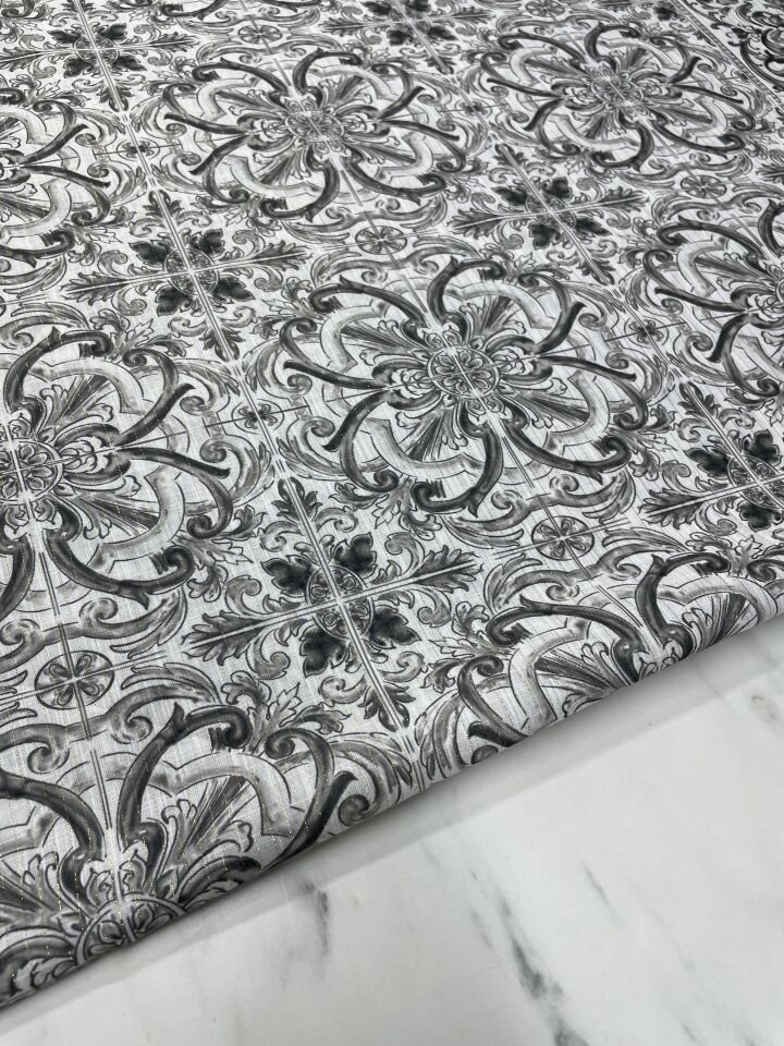 Altın Simli Monokka Desen Elbiselik Ceketlik Keten