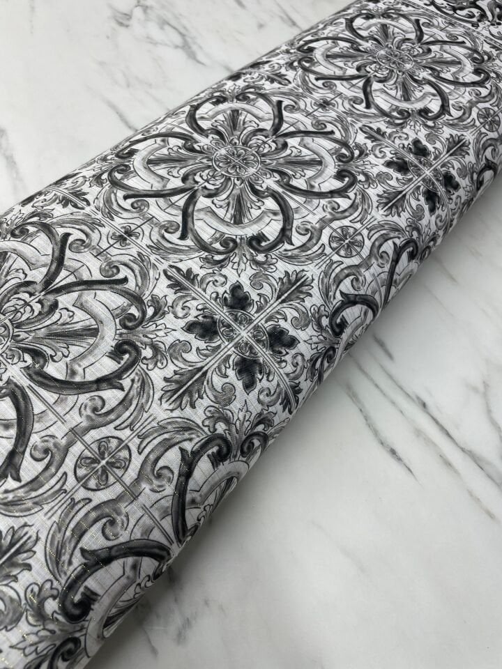 Altın Simli Monokka Desen Elbiselik Ceketlik Keten