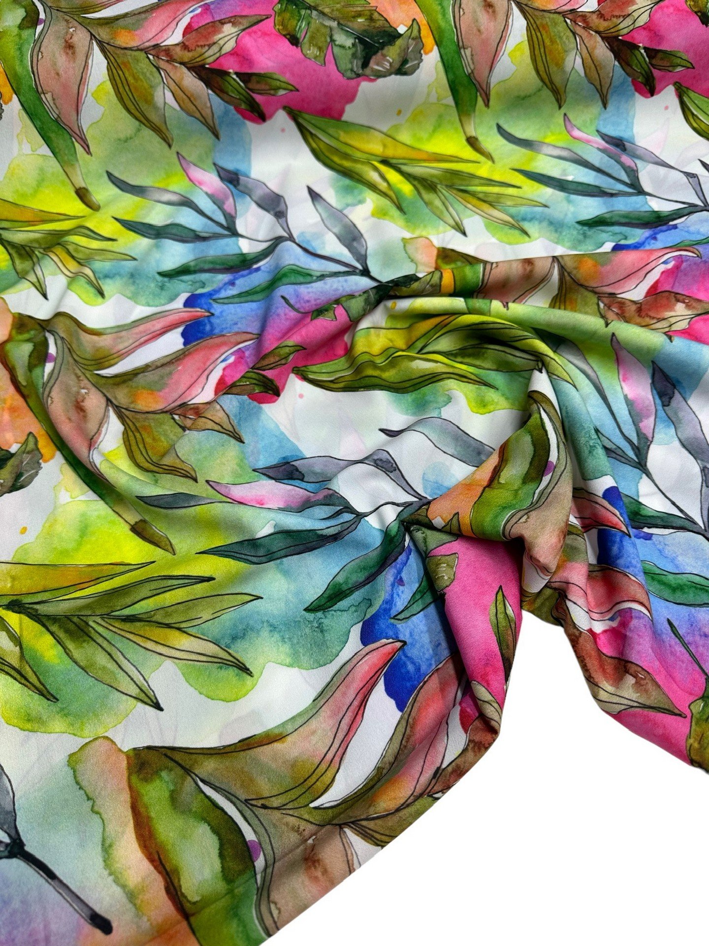 Yaprak Desen Elbiselik Gömleklik Krep Kumaş