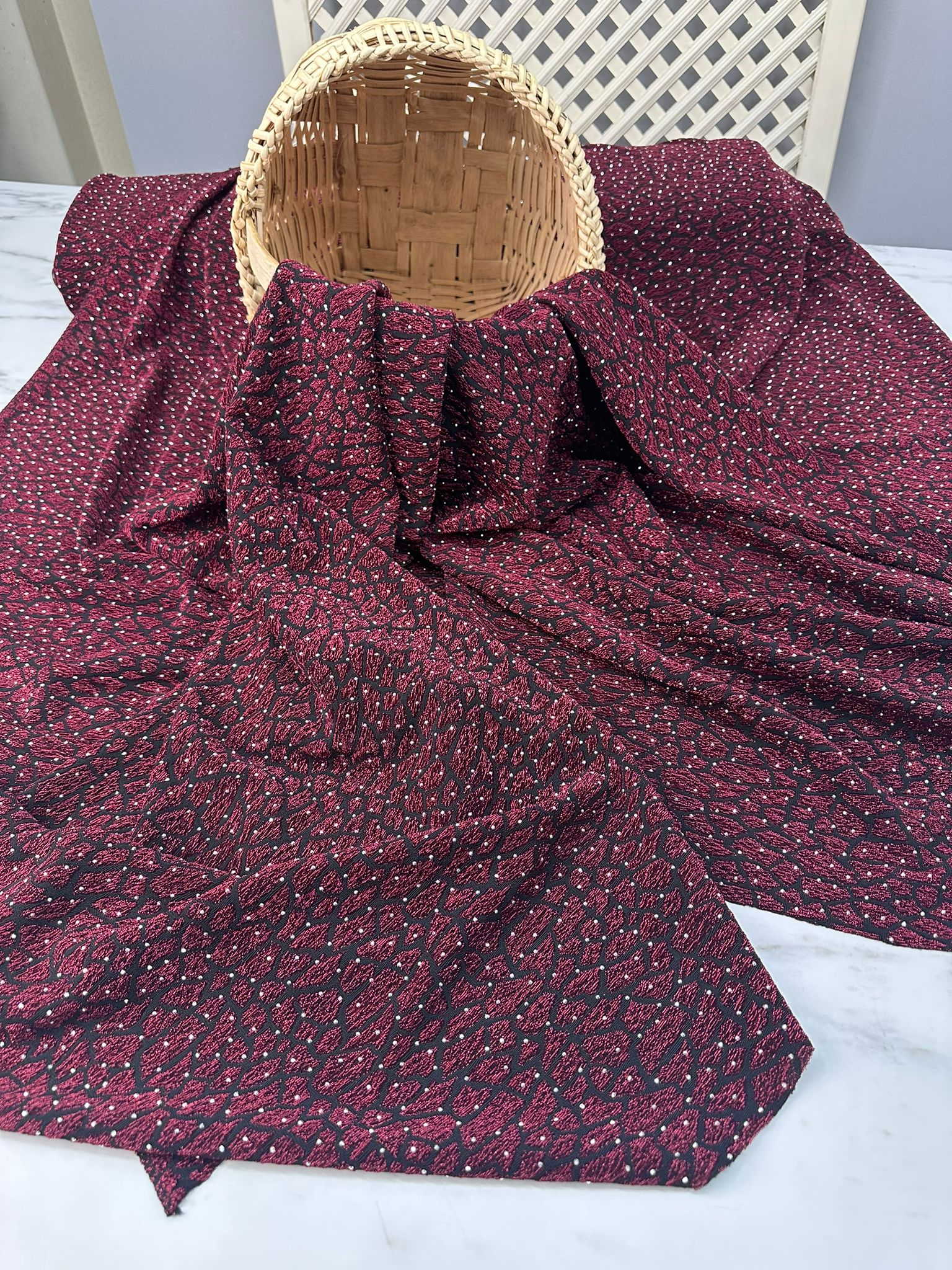 Özel Ürün Leopar Desen Simli Dokuma Taş İşleme Likralı Kumaş