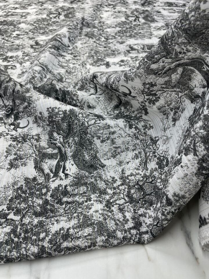 Altın Simli Jaguar Desen Elbiselik Ceketlik Keten Kumaş