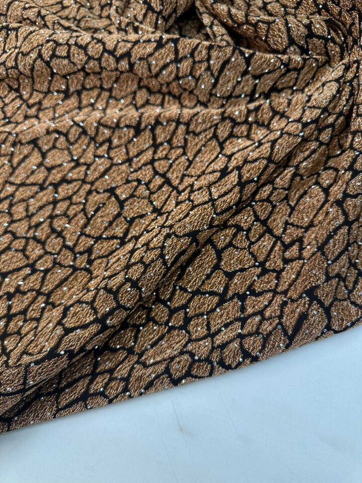 Özel Ürün Leopar Desen Simli Dokuma Taş İşleme Likralı Kumaş