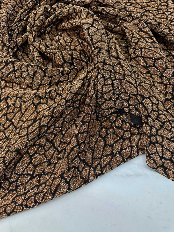 Özel Ürün Leopar Desen Simli Dokuma Taş İşleme Likralı Kumaş