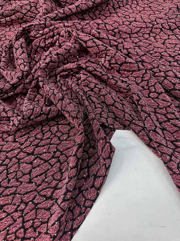 Özel Ürün Leopar Desen Simli Dokuma Taş İşleme Likralı Kumaş