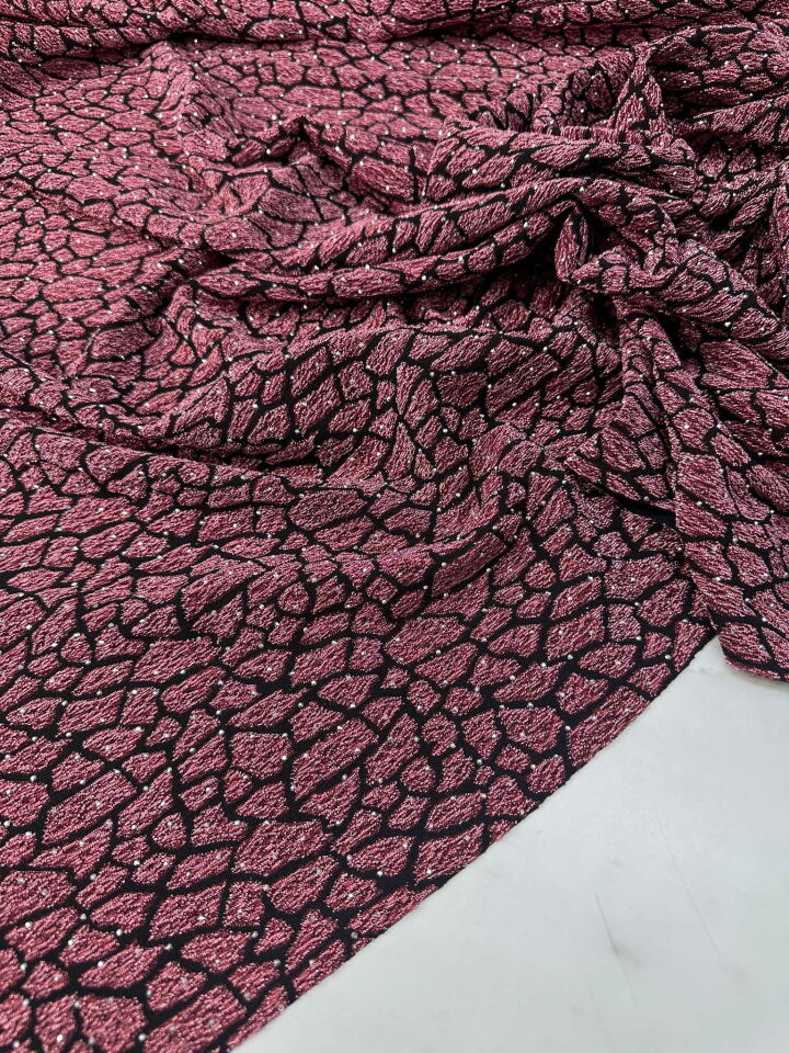 Özel Ürün Leopar Desen Simli Dokuma Taş İşleme Likralı Kumaş