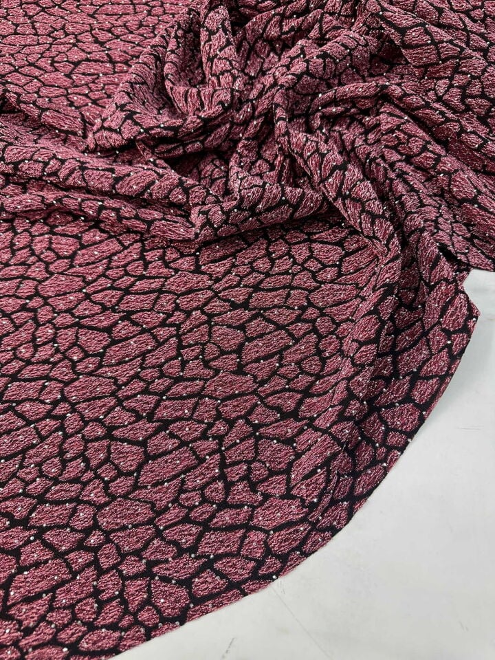 Özel Ürün Leopar Desen Simli Dokuma Taş İşleme Likralı Kumaş