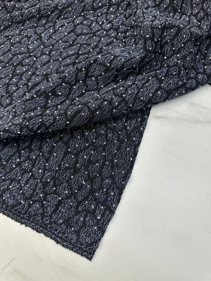 Özel Ürün Leopar Desen Simli Dokuma Taş İşleme Likralı Kumaş