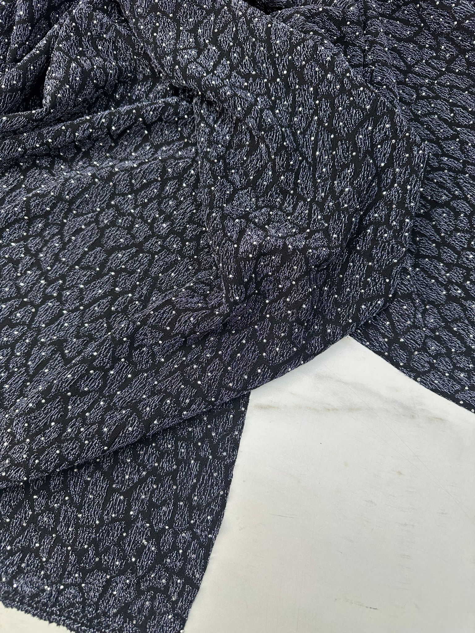 Özel Ürün Leopar Desen Simli Dokuma Taş İşleme Likralı Kumaş