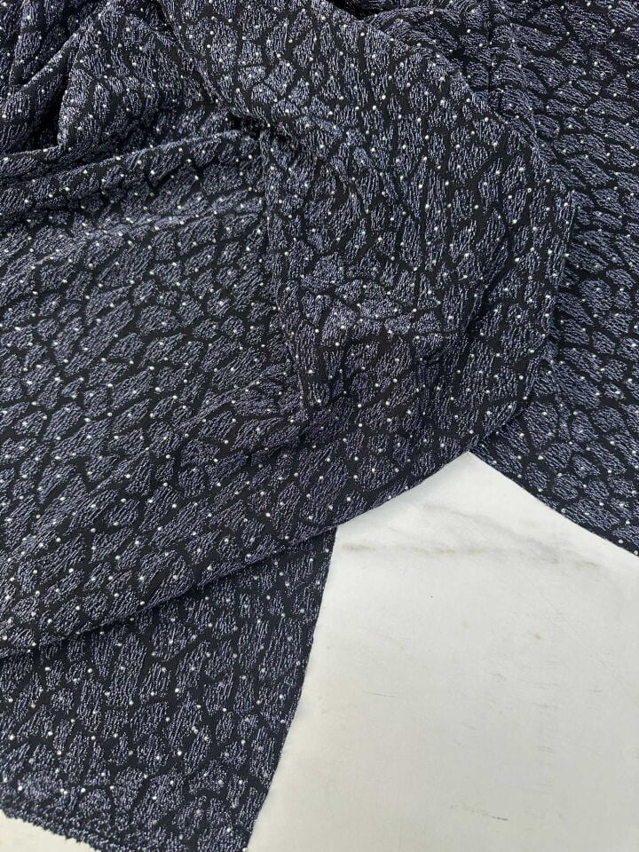 Özel Ürün Leopar Desen Simli Dokuma Taş İşleme Likralı Kumaş