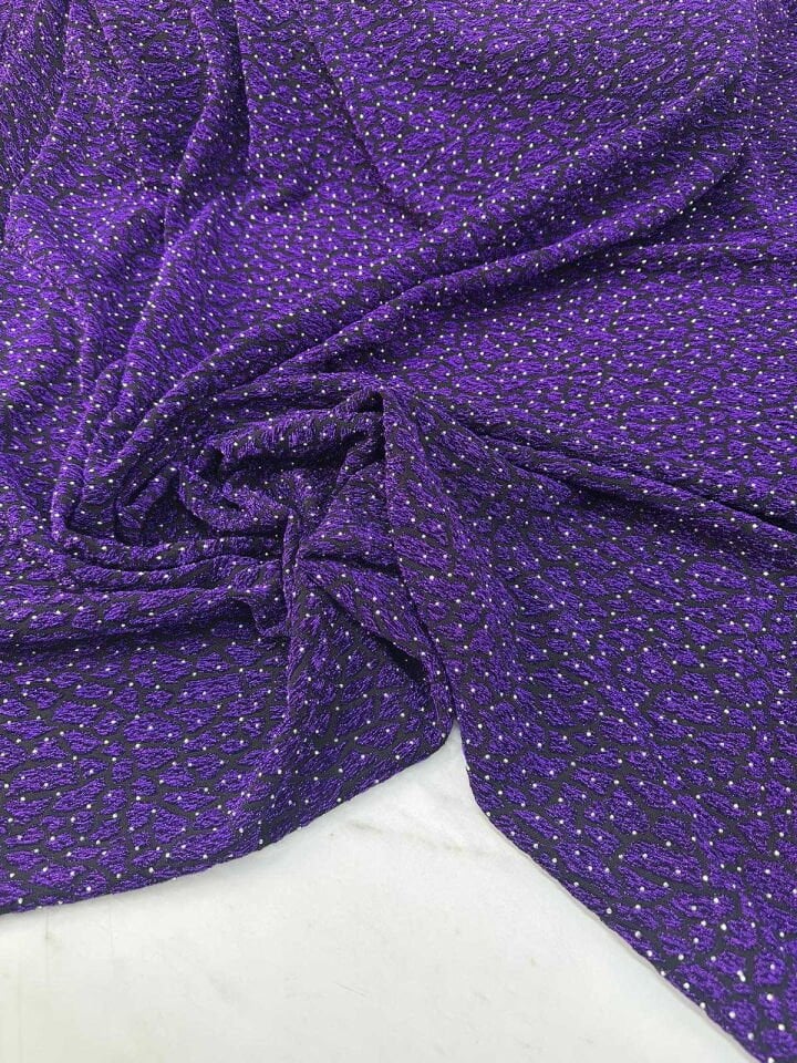 Özel Ürün Leopar Desen Simli Dokuma Taş İşleme Likralı Kumaş