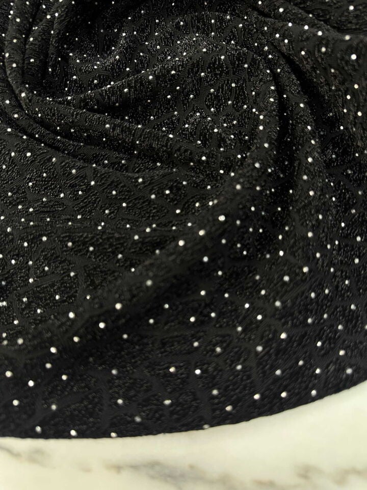 Özel Ürün Leopar Desen Simli Dokuma Taş İşleme Likralı Kumaş