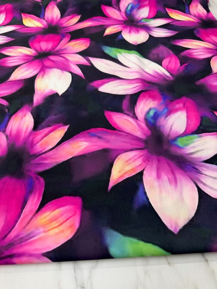 Zambak Desen Elbiselik Gömleklik Krep Kumaş