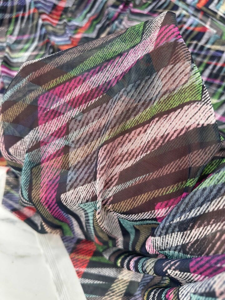 Desenli İnce Göz File Elbise Bluz Etek Payeo