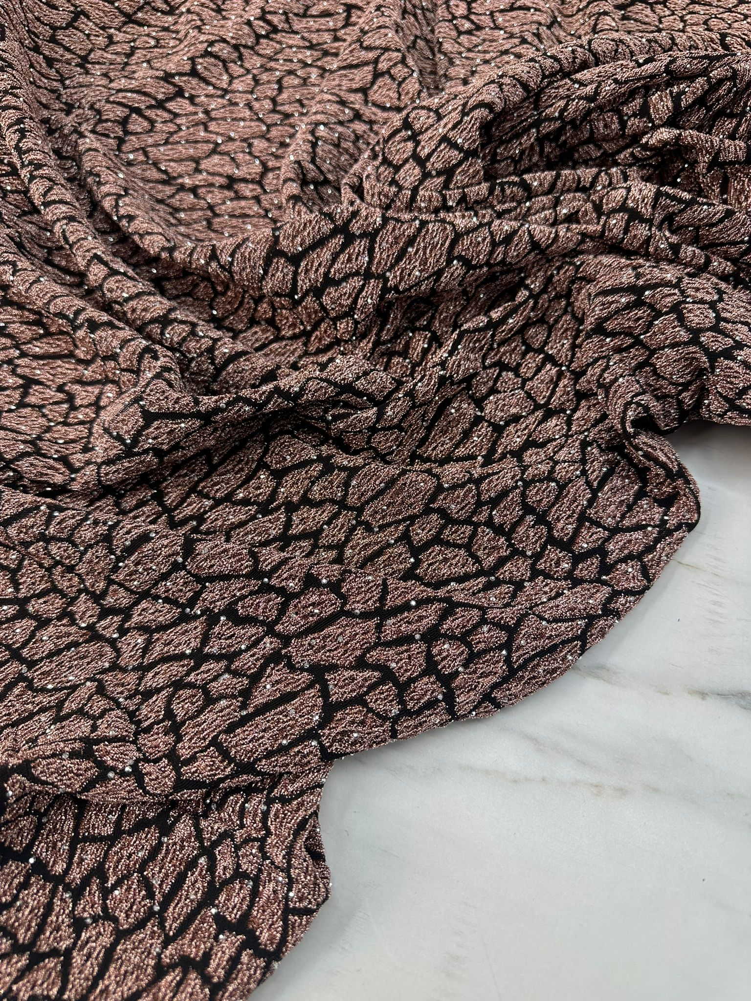 Özel Ürün Leopar Desen Simli Dokuma Taş İşleme Likralı Kumaş