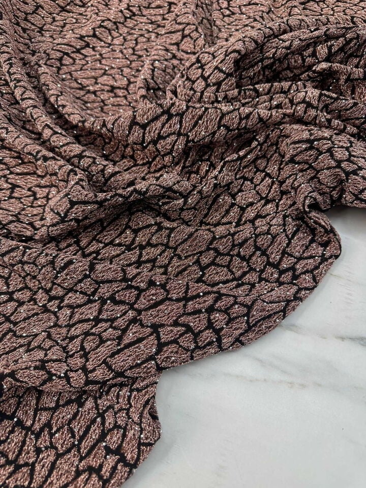 Özel Ürün Leopar Desen Simli Dokuma Taş İşleme Likralı Kumaş