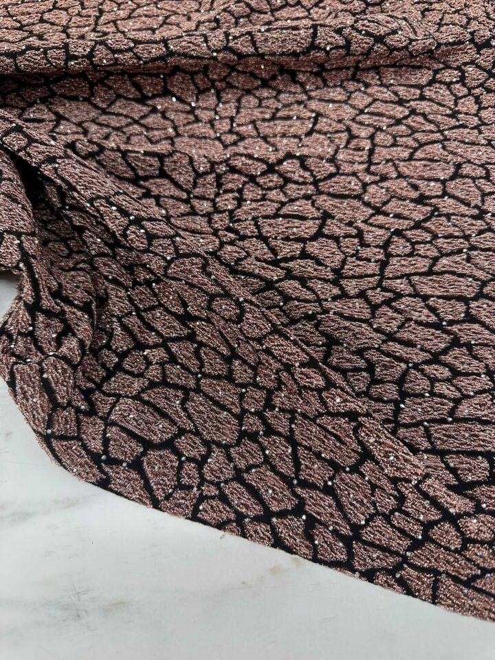 Özel Ürün Leopar Desen Simli Dokuma Taş İşleme Likralı Kumaş