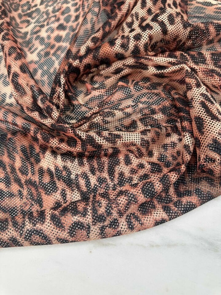 Desenli İnce Göz File Elbise Bluz Payeo