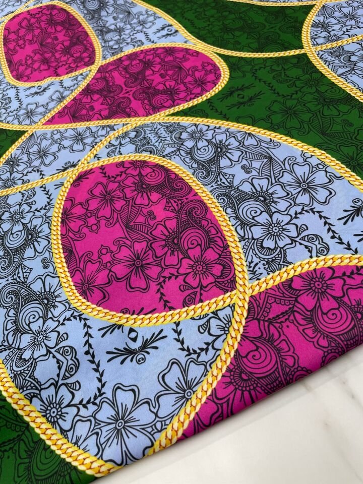 Zincir Desen Elbiselik Gömleklik Krep Kumaş