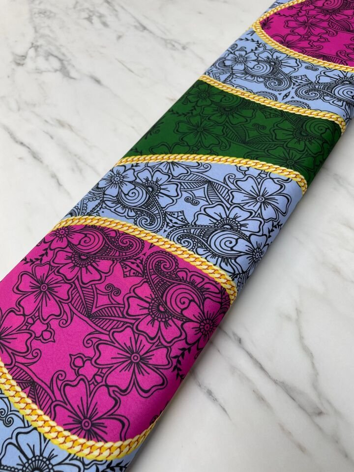 Zincir Desen Elbiselik Gömleklik Krep Kumaş