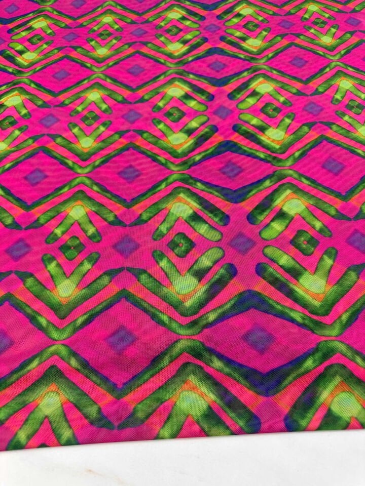 Desenli İnce Göz File Elbise Bluz Payeo