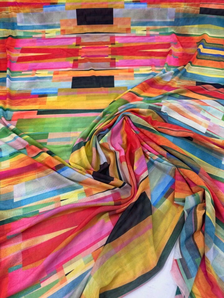 Desenli İnce Göz File Elbise Bluz Payeo