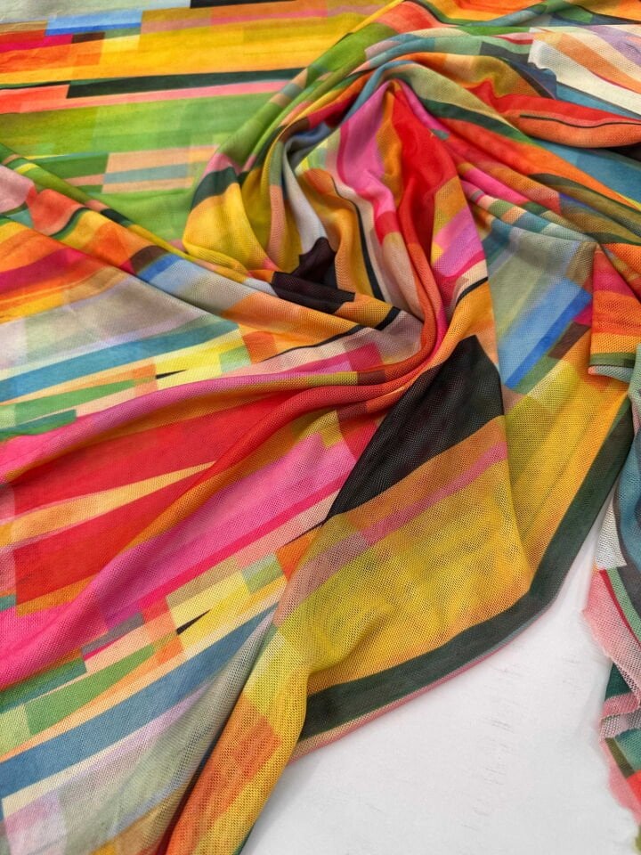 Desenli İnce Göz File Elbise Bluz Payeo