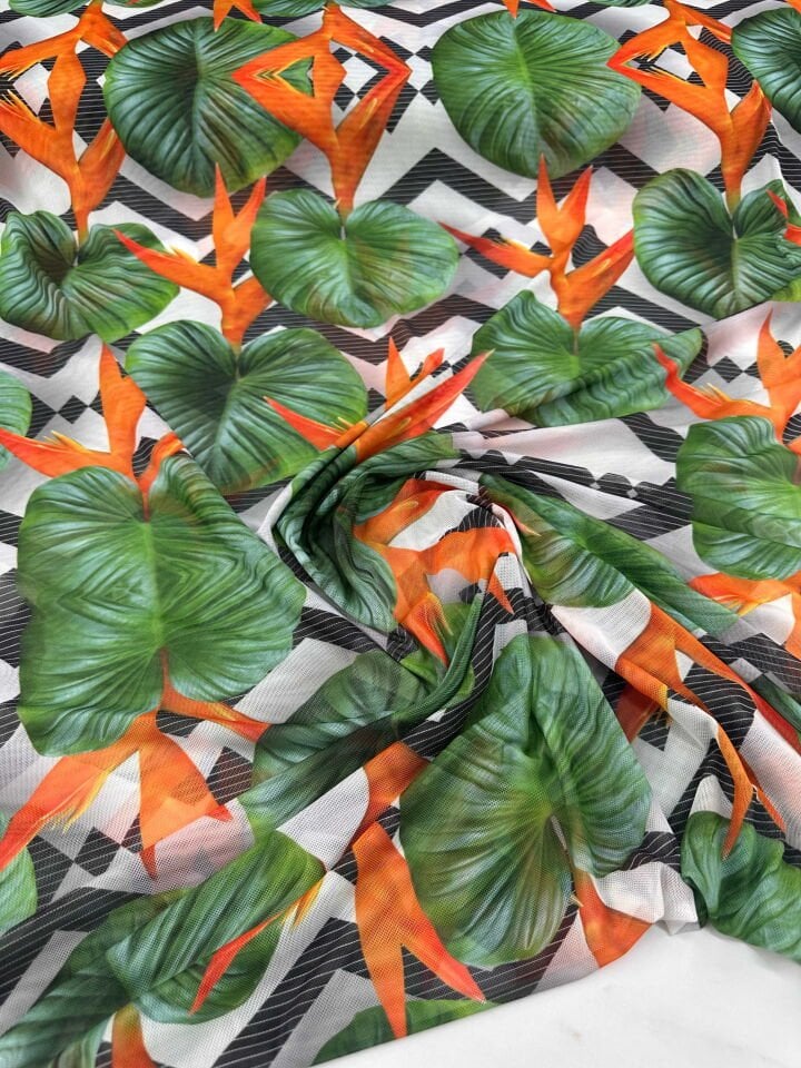 Desenli İnce Göz File Elbise Bluz Etek Payeo