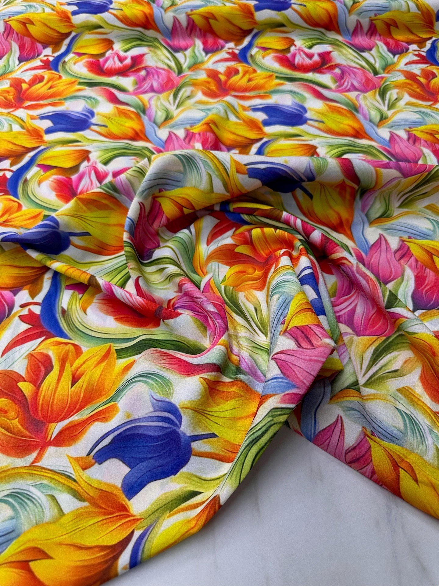 Çiçek Desen Elbiselik Gömleklik Krep Kumaş