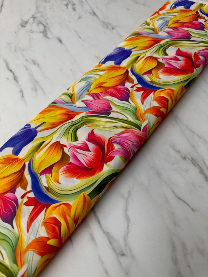 Çiçek Desen Elbiselik Gömleklik Krep Kumaş