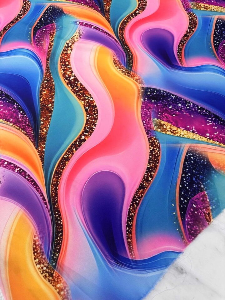 Desenli Dijital Baskıİpek Saten Elbise Etek Gömlek Şalvar