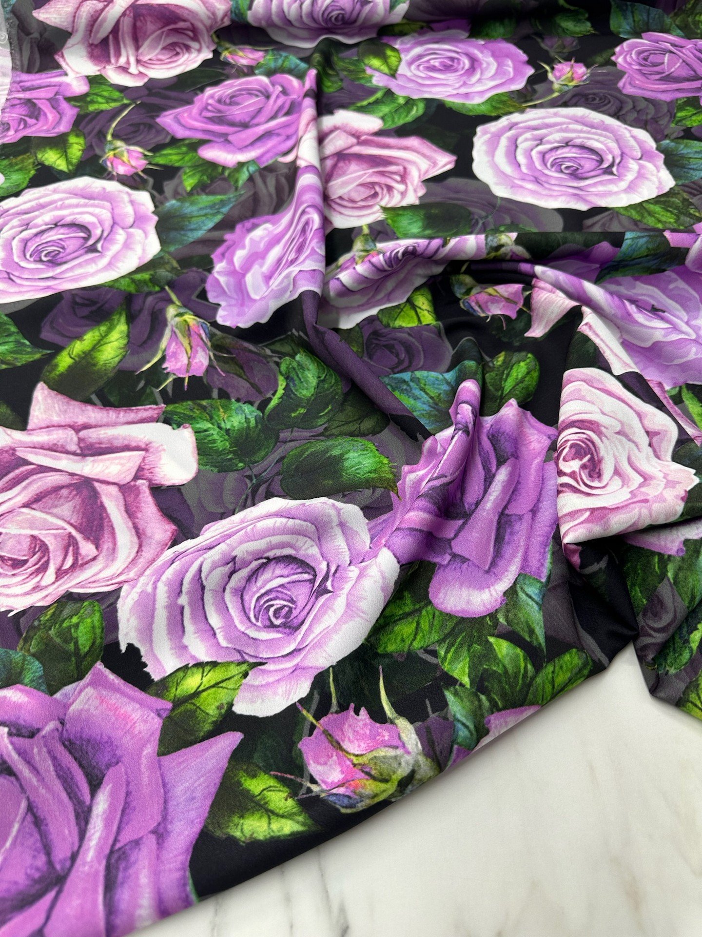 Gül Desen Elbiselik Gömleklik Krep Kumaş