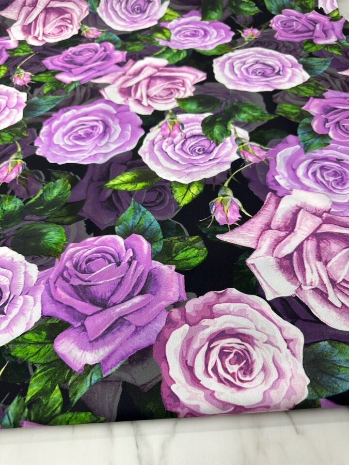 Gül Desen Elbiselik Gömleklik Krep Kumaş