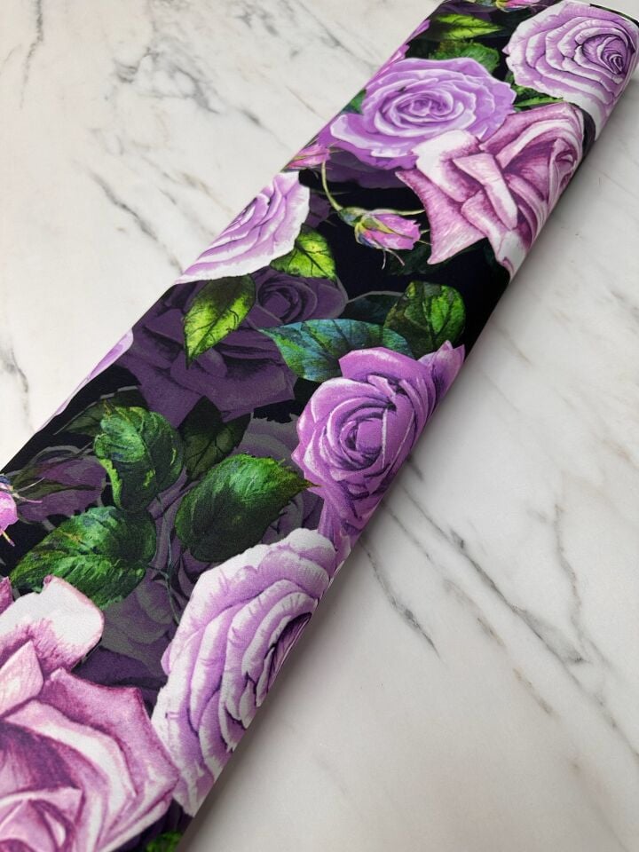 Gül Desen Elbiselik Gömleklik Krep Kumaş