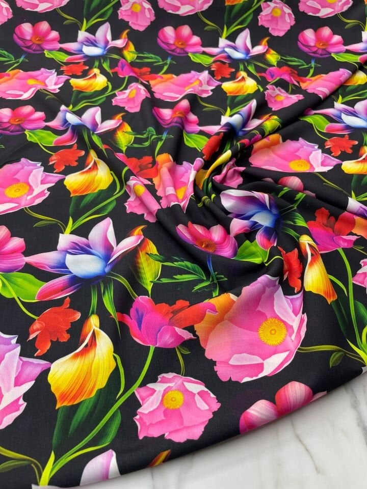 Çuha Çiçeği Desen Elbiselik Gömleklik Krep Kumaş