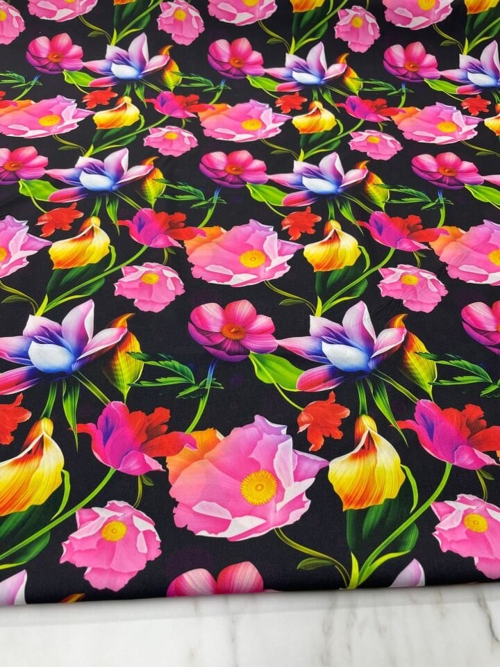 Çuha Çiçeği Desen Elbiselik Gömleklik Krep Kumaş