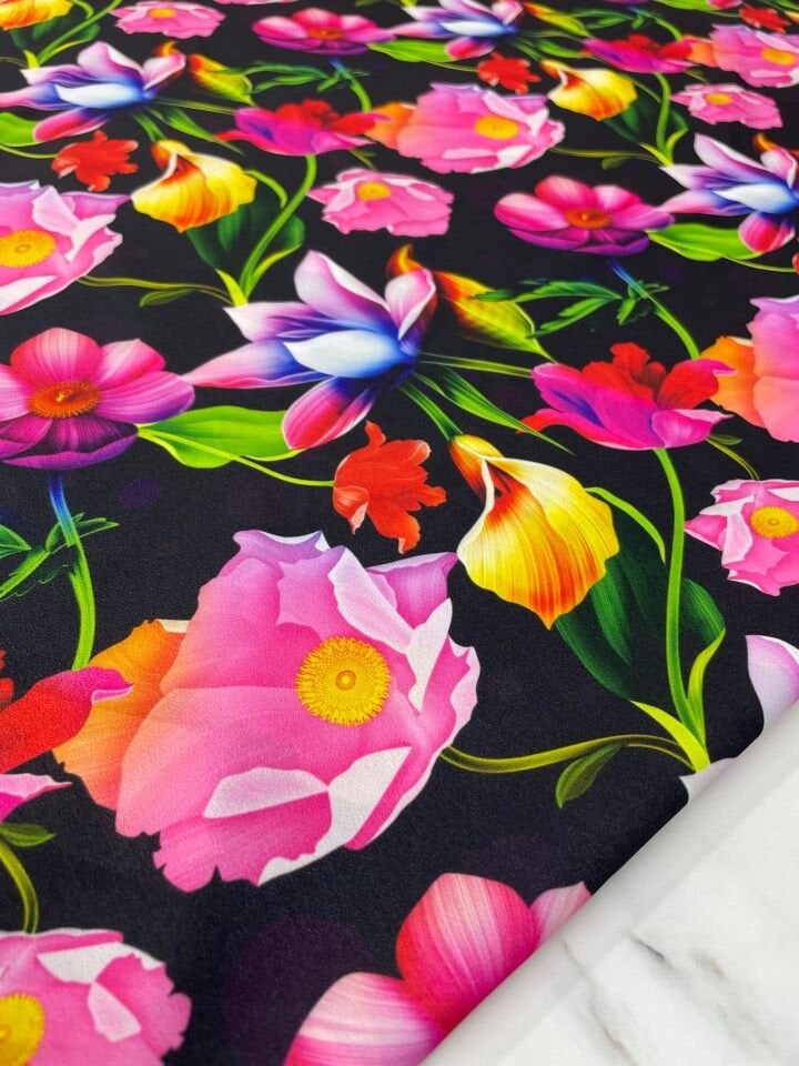 Çuha Çiçeği Desen Elbiselik Gömleklik Krep Kumaş