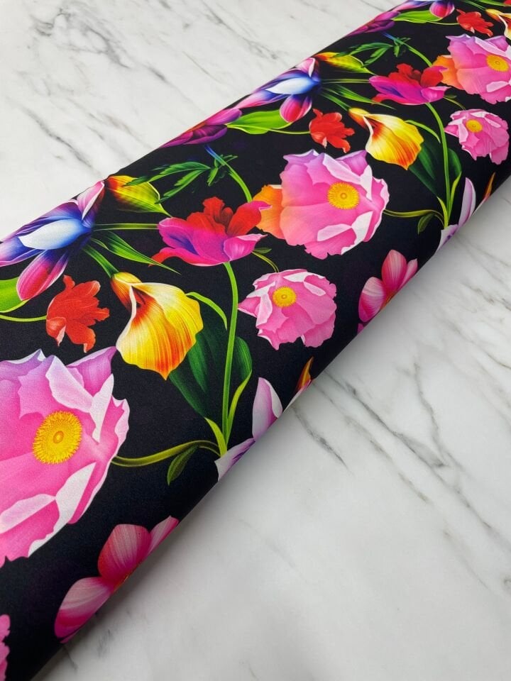 Çuha Çiçeği Desen Elbiselik Gömleklik Krep Kumaş