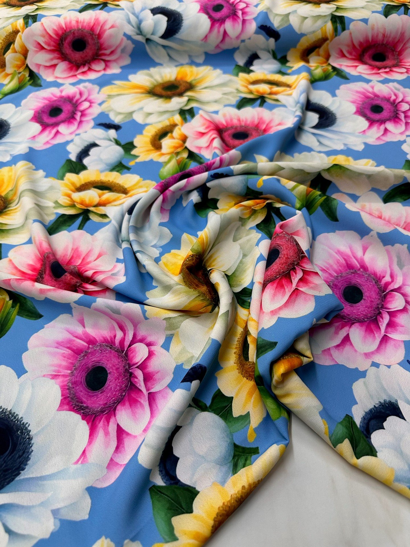 Geranium Desen Elbiselik Gömleklik Krep Kumaş