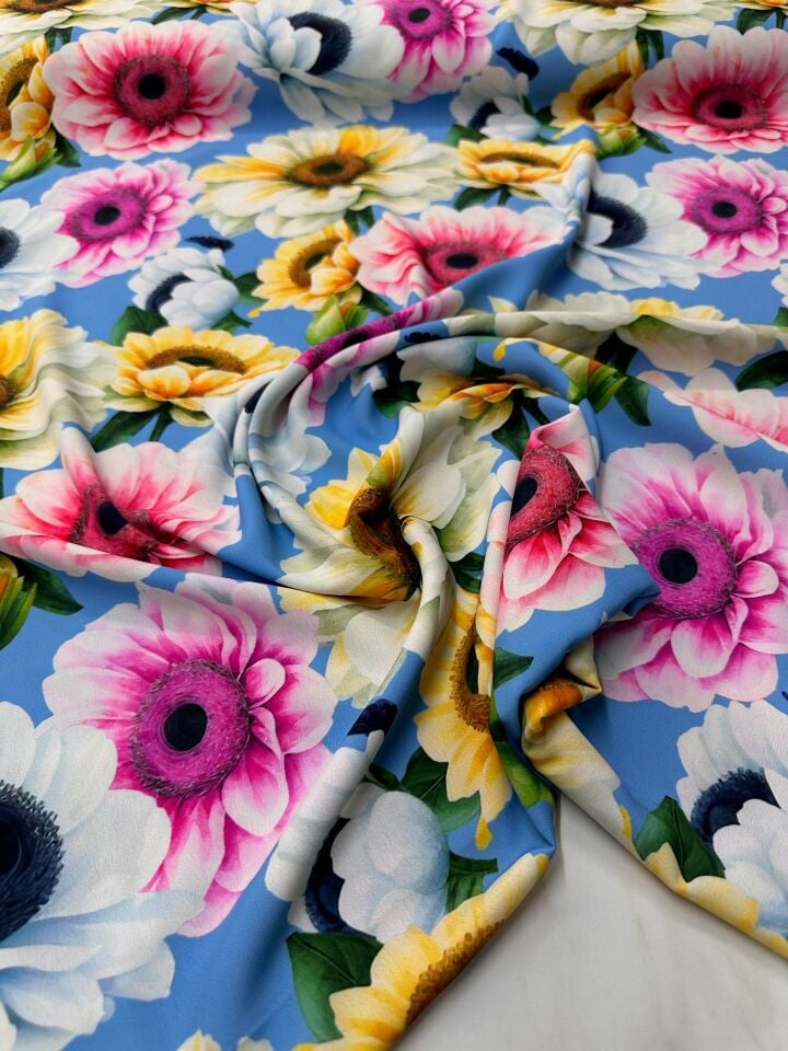 Geranium Desen Elbiselik Gömleklik Krep Kumaş